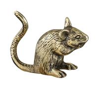 ULTECHNOVO Solid Brass Mouse Figurine, Miniature Rat Statue Ornament for Wealth & Wisdom, Chinese Feng Shui Lucky Charm, Small Metal Animal Tea Pet for Home Office Desk Decor, Year of the Rat Gift