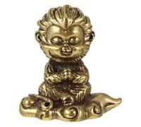 ULTECHNOVO Solid Brass Wukong Statue Miniature Monkey King Figurine Vintage Desktop Ornament Handcrafted Feng Shui Home Decor Collectible Tabletop Adornment