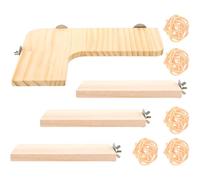 ULTECHNOVO Squirrel Perch Stand & Hamster Platform, Wooden Cage Shelf Jumping Board, Enrichment Climbing for Parrots, Hamsters, Beige, 1 Set