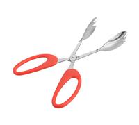 ULTECHNOVO Stainless Steel Buffet Tongs with Orange Handle Practical Scissor Style Food Serving Clamp for BBQ Grilling Salad and Outdoor Picnics Compact and Easy to Use