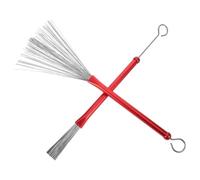 ULTECHNOVO Steel Wire Drumstick Brushes with Red Handles Jazz Drum Brushes for Snare and Percussion Drums Fine Wire Cleaning Tool for Enhanced Sound and Multidrum Compatibility