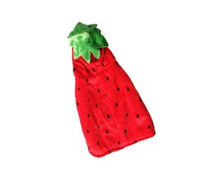 ULTECHNOVO Strawberry Pattern Fleece Dog Hoodie Coat for Puppy and Cat with Adjustable Neck Circumference and Chic Lovely Appearance Suitable for Times the Year