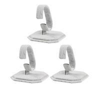 ULTECHNOVO Stylish Bangle Display Stand C-shaped 3pcs Watch Display Rack and Bracelet Holder Stand with Suede Material in Grey for Gift and Displaying Purposes