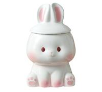 ULTECHNOVO Tea Coffee Cup 350ml Ceramic Mug Bunny with Lid and Handle White Cute Cartoon Cup Versatile for Daily Use and Birthdays for Home and Office