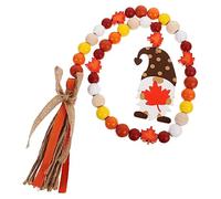 ULTECHNOVO Thanksgiving Wood Bead Garland with Tassels Rustic Farmhouse Decor for Wall Window Door Porch Wooden Beads String for Fall Party Decoration and Home Hanging Ornament