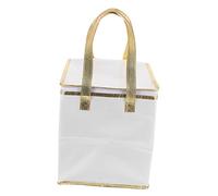 ULTECHNOVO Thermal Insulation Food Bag with Handle White Gold Edge Portable Cake Storage Tote Zippered Picnic Cooler for Seafood Preservation and Pizza Packing