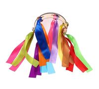 ULTECHNOVO Thickened Handheld Drum with Colorful Ribbons Dual-sided Tambourine for Sports Events Dance Performances Party Cheering and Stage Shows Compact Portable Musical Instrument