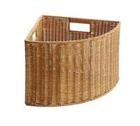 ULTECHNOVO Triangle Imitation Rattan Storage Basket with Sturdy Handle, Space-saving Corner Organizer Bin, Modern Coffee Fan-shaped Design for Wardrobe and Closet Corners