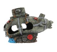 ULTECHNOVO Underwater Decoration Fish Tank Ornament Resin Aquarium Décor Coffee Small Wreck Submarine Shape Safe for Aquatic Fish Suitable for Fresh Water Aquarium