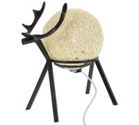 ULTECHNOVO USB Powered Creative Elk LED Night Light with Adjustable Brightness and Beige Rattan Ball, Bedside Table Lamp for Bedroom and Living Room Decor