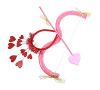 ULTECHNOVO Valentines Day Cupid Bow Arrow Set Glitter Love Heart Shaped Tinsel Headpiece for Parties Cosplay and Dress Up for Women for Themed Events and Quick Costumes