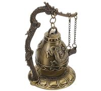 ULTECHNOVO Vintage Bronze Double-sided Dragon Bell Feng Shui Tabletop Ornament with Metal Wind Chime for Home and Office Decor, Creative Retro Desktop Adornment, Feng Shui Strike Bell