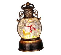 ULTECHNOVO Vintage Christmas Snow Globe Lantern with Built in Music Box Rechargeable Holiday Decoration Featuring Snowman Design Glass Plastic Festive Gift and Indoor Ornament