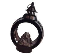 ULTECHNOVO Vintage Small LED Lantern Decorative Indoor Table Centerpiece with Warm Flame Effect Classic Black Retro Glass Design for Holiday Parties Christmas and Home Decor