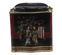 ULTECHNOVO Vintage Wavy Shape Tin Canister with Lid Moistureproof Tinplate Container for Loose Tea and Chocolates Multifunctional Use Black Retro Cookie Tin Storage Box