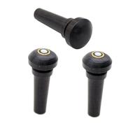 ULTECHNOVO Violin Tailpins 3 Pcs Ebony Set with 2 Eyelets and 1 without Eyelet for Violin End Pins Replacement and Music Use