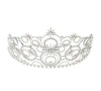 ULTECHNOVO Wedding Crown Headband for Bride Princess Crown Tiara for Girls Headwear for Wedding Silver Style Crystal Embellished Hair Accessory for Bridal Shower Prom Night