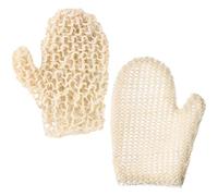 ULTECHNOVO Whole Sisal Hemp Bath Gloves Creating Rich and Thick Foams 2pcs Beige for Exfoliating and Massage, Reusable Body Scrubbing Mitts Suitable for Unisex Adult Bathing