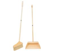 ULTECHNOVO Wooden Broom and Dustpan Set with Soft Pig Bristles