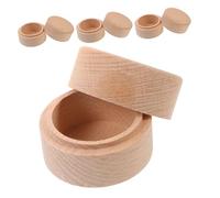 ULTECHNOVO Wooden Mini Keepsake Box with Lid Small Round Unfinished Beech Wood Trinket Storage Box for Baby Teeth and Jewelry 4pcs Set