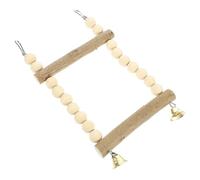 ULTECHNOVO Wooden Parrot Swing with Double-tier Perches for Parakeets and Peony, Easy to Install Bird Rope Perch, Beige Colour Suitable for Bird Cage Interior and Decorative Purposes