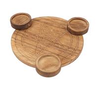 ULTECHNOVO Wooden Pentagram Candle Holder Altar Divination Candlestick Pentacle Shape, Suitable for Hallway and Gardens, Sturdy Wood Material for Religious Ritual Supplies and Tarot Use