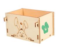 ULTECHNOVO Wooden Rabbit Hay Feeder Box with Chew Resistant Multi-functional Design, Floor Feeder Food Holder Suitable for Rabbit and Hamster Cages