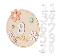 ULTECHNOVO Wooden Round Monthly Progress Cards Growth Discs for Newborn Boy Photography Props