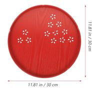 ULTECHNOVO Wooden Serving Tray Red Hollow Cherry Blossom Storage Plate 30cm Multi-use Kitchen Tableware for Wedding and Home Dining