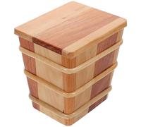 ULTECHNOVO Wooden Sushi Oke Rice Storage Bucket with Lid for Home Kitchen Use, Moderate Capacity Coffee- Square Hangiri Mixing Tub Made of Wood, Elegant and Simple Design for Longterm