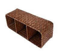 ULTECHNOVO Woven Desktop Storage Box with Compartments Sundry Basket Organizer for Stationery Snacks Cosmetics Space Saving Khaki Trinket Holder for Living Room Kitchen Hotel Use