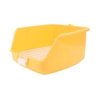 ULTECHNOVO Yellow Plastic Rabbit Pee Basin with Detachable Grids and Anti-spraying Urine Feature, Easy to Clean Small Pet Bathroom Accessory for Guinea Pig and Rabbit Cages