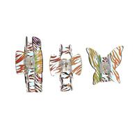 ULTECHNOVO Zebra Pattern Hair Claw Clips 3pcs Set with w Shape, Butterfly, and Large Square Design, Acrylic Gradient Colored Hair Accessories for Girls and Women Everyday Styling