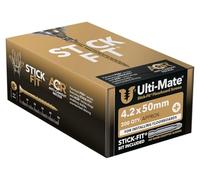 Ulti-Mate Stick-Fit Floorboard Screws - 4.2 x 50mm - Box of 200, Zinc & Yellow