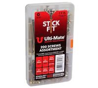 Ulti-Mate Stick-Fit Woodscrews - Mini Case Assortment - 200 pcs (Zinc & Yellow Plated)