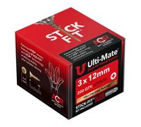 Ulti-Mate Stick-Fit Woodscrews (Yellow Zinc) - 3.5 X 12mm (Box 200 Pcs)