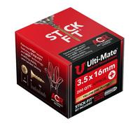 Ulti-Mate Stick-Fit Woodscrews (Yellow Zinc) - 3.5 X 16mm (Box 200 Pcs)
