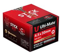 Ulti-Mate Stick-Fit Woodscrews (Yellow Zinc) - 4.5 X 70mm (Box 200 Pcs)