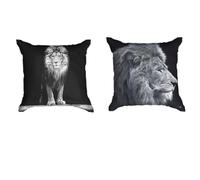 Ulticool - Cushion Cover - Lion Head - Set of 2 Designs - 45 x 45 cm - Decorative Cushion without Filling - Cushion Cover Accessories for Sofa/Bed - Black White