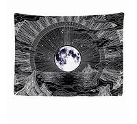 Ulticool - Decorative Wall Tapestry Bedroom - Moon Stars Nature Clouds Bohemian Psychedelic Mountains - 200 x 150cm Large -Tapestry Aesthetic Wall - Panoramic Decoration