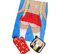 Ulticool - Funny Kitchen Set - Sexy Tea Towel Oven Mitt Beer Glasses Pot Holder - Gift for Man Woman - Bachelor Party Birthday Barbecue
