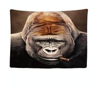 Ulticool - Gorilla Monkey Black White Brown - Tapestry - 200x150 cm - Large Tapestry - Poster Fabric Embellishment - Animals Accessories - Decoration - Monkey Painting - Tapestry
