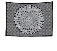 Ulticool - Mandala Black White Hippie Bohemian - Wall Rug - 200 x 150 cm - Large Tapestry - Poster - Dress - Fabric - Painting - Accessory Tapestry Curtain for Bed, Wall or Ceiling