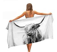 Ulticool Scottish Highlands Black White Towel for Men or Women - Quick Drying Microfibre Bath Towel - 160 x 80 cm - for Travel Fitness Gym Sports Spa Yoga - Double Sided Print