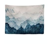 Ulticool - Mountains Blue Rust Watercolor Wall Art - Wall Rug - 200x150cm - Large Tapestry - Decoration - Accessories - Decoration - Fabric - Painting - Tapestry