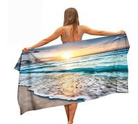 Ulticool - Sea Waves Beach Natural - Towel Microfibre - Travel Towel Quick Drying Bath Towel - 160x80 cm - for Travel Fitness Gym Sports - for Men or Women - Lightweight Microfibre Beach Towel