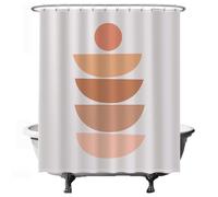 Ulticool Shower Curtain - Half Moon Balance Abstract Aesthetic - 180 x 200 cm - Machine Washable - Anti-Mould - Waterproof - with 12 Rings - Pink Red Brown Beige