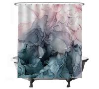 Ulticool Shower Curtain - Marble Pastel Watercolour Abstract Art - 180 x 200 cm - Washable - Anti Mould - Waterproof - with 12 Rings - Marble Blue Pink