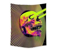 Ulticool Skeleton Skull - Glow in the Dark Tapestry - Black Light Under UV Reactive Bright Black Neon Light - Blacklight Psychedelic Glow in the Dark Wall Towel - 200 x 150 cm Large