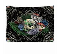 Ulticool - Skull Human Mushrooms - Tapestry - 200 x 150 cm - Large Tapestry - Poster Decoration - Wallpaper - Canvas - Painting - Accessories Room Divider - Black